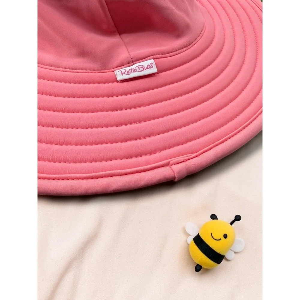 RuffleButts Wide Brim Swim Fabric Sun Hat 12m-2T